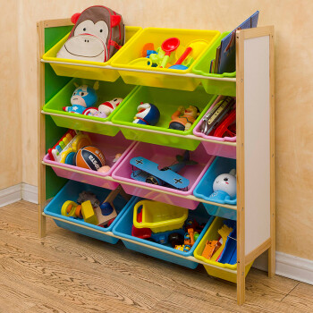 玩具架收纳架储物架玩具分类架幼儿园实木玩具柜收纳箱收纳盒 画画