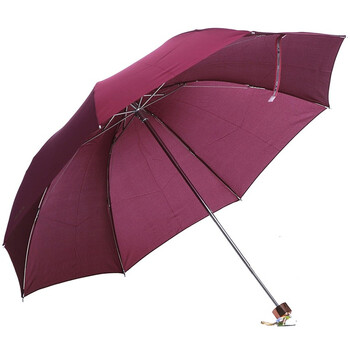 
                                        【京东超市】天堂 高密拒水碰击布一甩干三折晴雨伞307E 酱红色                
