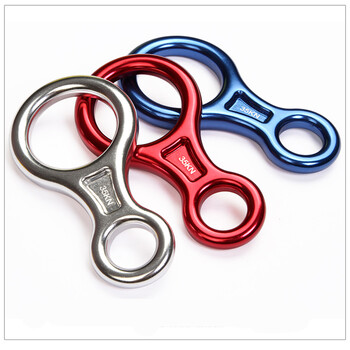 英耐特 航空路自锁器下降扣索降绳降户外攀岩装备8字环下降器高空缓降器八字环速降器35kn 蓝色