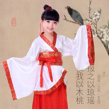六一儿童古装古代汉服幼儿园三字经小女孩国学江珊齐刘海图片