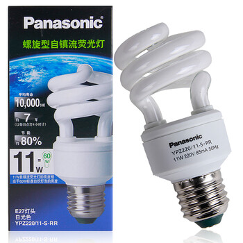 松下（Panasonic）螺旋型节能灯11W E27灯头 6只装 冷光/日光色