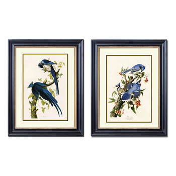 有家 装饰画客厅书房挂画餐厅新古典花鸟双飞燕两联画玄关壁画美式有框画 双飞燕A单件 50*65cm成品尺寸