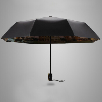 
                                        菲亚莉 雨伞 女 双层黑胶油画伞 晴雨两用Umbrella 紫色                