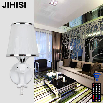 JIHISI 壁灯 卧室过道床头灯门厅楼梯墙灯调光调色定时遥控 正白光LED3W无遥控