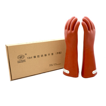 双安12KV绝缘手套(手型) 接线维修电工用橡胶手套舒适型 均码