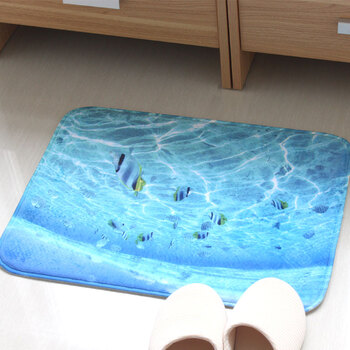 
                                        屋尔美 印花棉轻薄款地垫 浴室门口垫 45*60cm 海洋 45*60cm                