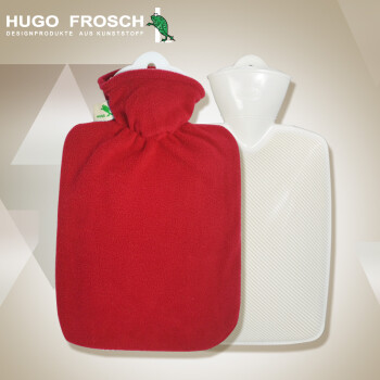 德国Hugo 纯色绒布高档外套热水袋 1.8L冲水暖手宝 灌水暖水袋 火山红