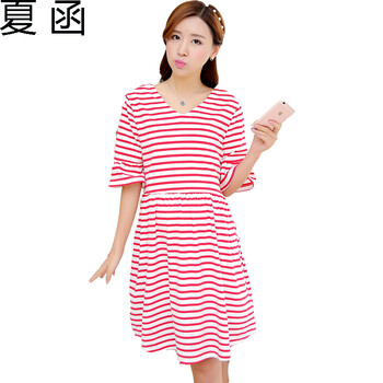【京东】夏函 2016夏季新款孕妇装连衣裙条纹