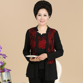 富夕 <em>中老年</em>女装春秋装休闲<em>两件套开衫</em>送妈妈