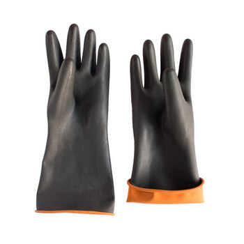 劳博士 LBS063 耐酸碱乳胶手套 防油防滑劳保手套加长加厚 黑45cm