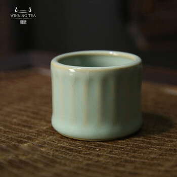问鼎鼎峰汝窑 开片陶瓷茶杯个人品茗杯功夫茶具茶杯单只 天青权纹杯