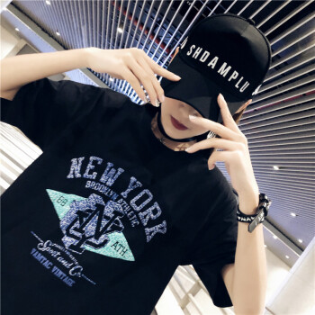 韩版潮流ins超火的上衣短袖白色t恤2018新款女生酷酷的衣服宽松下衣