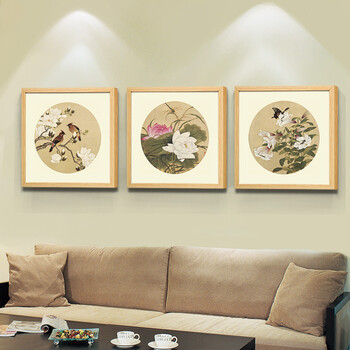 
                                        客厅装饰画酒店玄关壁画沙发背景墙画餐厅卧室挂画现代简约抽象艺术画 抽象几何LX三件套 50X50cm金色画框                