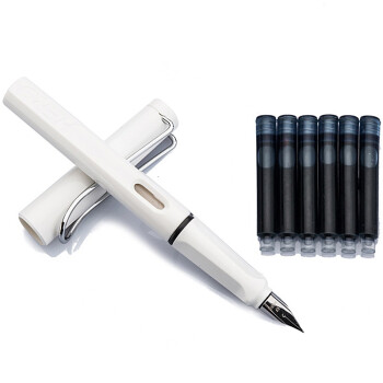 英雄（HERO）359 正姿 白色 EF尖薄厚片工艺学生练字钢笔 （赠6支墨囊）铱金钢笔签字笔