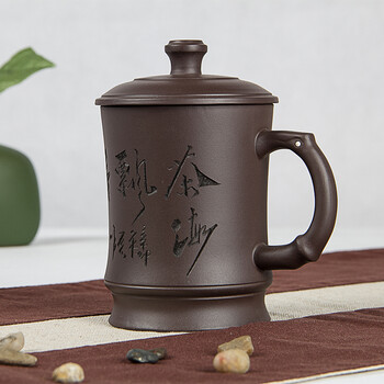 扬尚窑 紫砂盖杯 手工水杯子 办公杯 泡茶杯 紫砂礼品茶具 香飘茶海