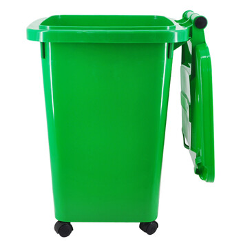 兰诗（LAUTEE）YY-D060 绿色60L四轮垃圾桶 带盖垃圾篓