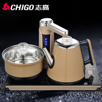
                                        志高全自动上水壶电热水壶套装家用抽水式烧水壶泡茶具电磁炉茶台 黑色                