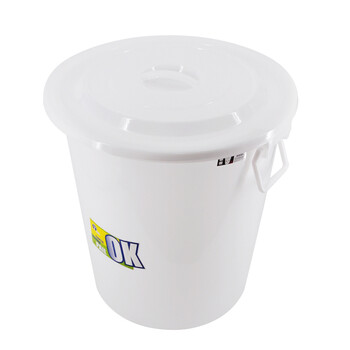 兰诗（LAUTEE）YY-D025 白色带盖圆形水桶 60L 工业用大桶