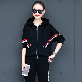 服套装嘻哈风蝙蝠衫外套大码宽松两件套棉卫衣运动休闲装青年女子秋装