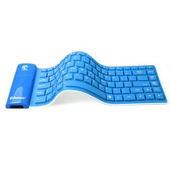 臻晖6116 蓝牙键盘 无线键盘 超薄ipad平板键盘 硅胶折叠软键盘 天蓝色