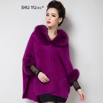 漱玉2014秋冬女士超气质<em>毛领</em>针织<em>貂绒</em>皮草毛