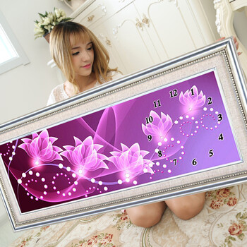 
                                                                                2022新款兰花钟表挂钟时钟手工绣品5D钻石画满钻客厅水钻画点粘钻贴钻十字绣贴画粘贴砖石秀卧室餐厅小 (整幅一体)魔方圆钻(满钻全贴) 全部贴钻(画布180*68厘米)多送九宫钻石盒                
