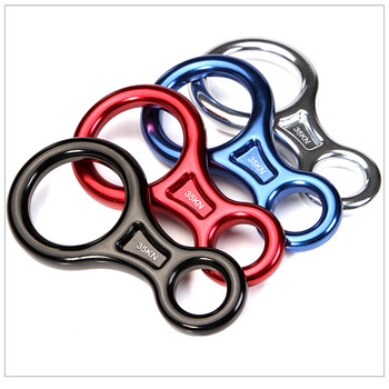 英耐特 航空路自锁器下降扣索降绳降户外攀岩装备8字环下降器高空缓降器八字环速降器35kn 蓝色