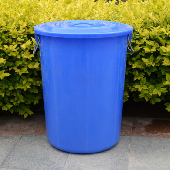 科力邦（Kelibang） 大号塑料桶 圆形收纳桶大容量水桶酒店厨房工业环卫物业垃圾桶 有盖50L蓝色 KB3002
