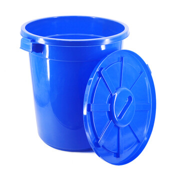 兰诗（LAUTEE）YY-D049 蓝色带盖圆形水桶 150L 工业用大桶