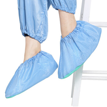 谋福 CNMF 8675 防静电鞋套 无尘鞋套 室内防滑底胶底工作脚套 （蓝色款L码）（10双起订）