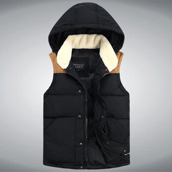 霖伍戚戚 <em>男士连帽羽绒</em>棉<em>马甲</em> 韩版男款无袖外