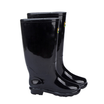 海洋鹿（HAI★YANG）雨鞋 男式黑色高筒雨靴 户外防水防滑水鞋胶鞋 44码