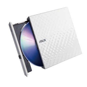 华硕8倍速 USB2.0 外置DVD刻录机 移动光驱 白色(兼容苹果系统/SDRW-08D2S-U)