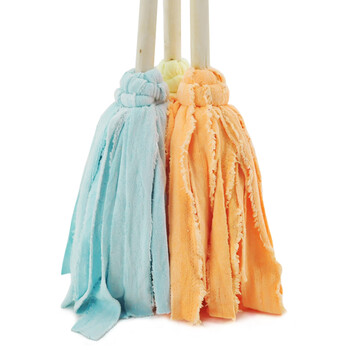 兰诗（LAUTEE）DM-183 彩色绒布拖把 老式木杆圆头拖把