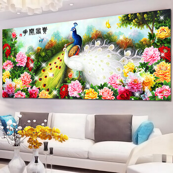 
                                        尚世纪5d钻石画十字绣花开富贵孔雀 钻石绣客厅新款贴钻十字绣 1.2米非满钻ZSH0090                