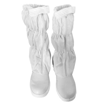 星工（XINGGONG） PU高筒防砸防静电鞋防尘鞋净化室用鞋 5mm白色条纹长筒鞋41码XGJXC-3