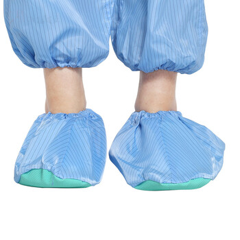 谋福 CNMF 8675 防静电鞋套 无尘鞋套 室内防滑底胶底工作脚套 （蓝色款L码）（10双起订）