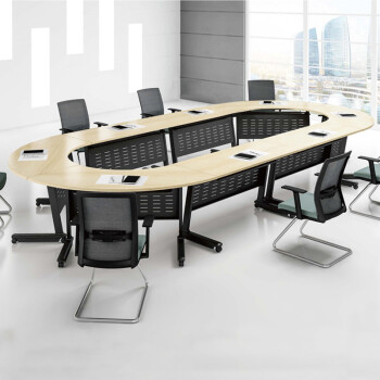 办公室小型会议桌简约现代拼接组合会议桌椭圆形折叠培训桌长条桌