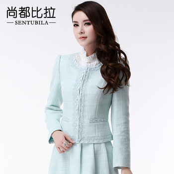 拉2014秋装新款 韩版修身<em>呢子小西装短外套</em>女