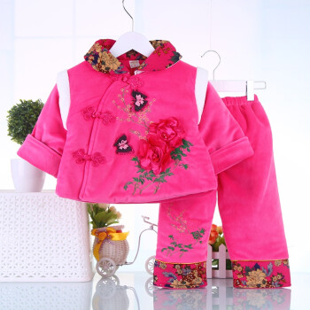 冬季女宝宝唐装儿童加厚唐装民族服女童可爱唐装服1-2-3-4周岁庆生