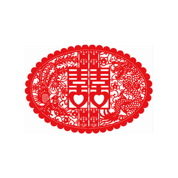 
                                        贺贺文化 中国风剪纸元素婚庆用品喜字 结婚婚房婚礼用品龙凤呈祥鸳鸯喜字 龙凤双喜B                