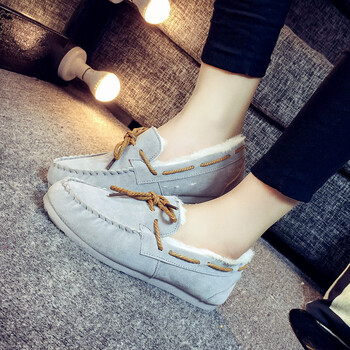 冬季加绒雪地靴女 韩版豆豆鞋女平底懒人休闲