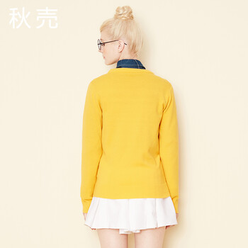 
                                        【1件7折】秋壳春装套头针织衫5543010089 黄色 XL                