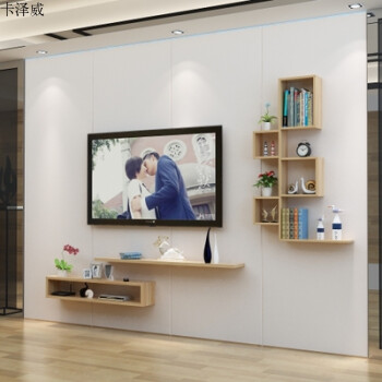 电视柜壁挂组合现代中式客厅背景墙柜装饰架简易挂柜挂墙吊柜 a款全浅