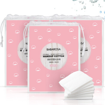巴巴罗莎(BABAROSA) 化妆棉222片*3包 （上妆补水、卸妆清洁、双面厚款 天然棉）,降价幅度98.3%