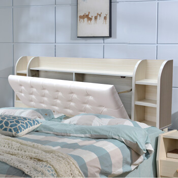 欧式床头板软包多功能储物床靠背简约现代双人床1.8米