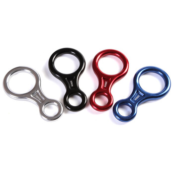 英耐特 航空路自锁器下降扣索降绳降户外攀岩装备8字环下降器高空缓降器八字环速降器35kn 蓝色