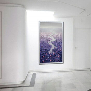 
                                        莫涵简欧居家纯手绘油画 玄关走廊装饰画挂画抽象画欧式壁画 紫色睡莲 手绘包含外框尺寸 50*100                