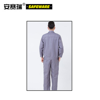 安赛瑞 春秋加厚款劳保工作服（套装）涤棉混织 灰色 适合身高168-173cm 长袖劳保服  10804