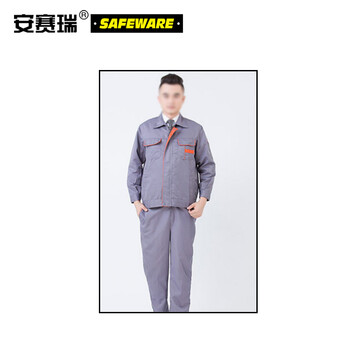 安赛瑞 春秋加厚款劳保工作服（套装）涤棉混织 灰色 适合身高168-173cm 长袖劳保服  10804